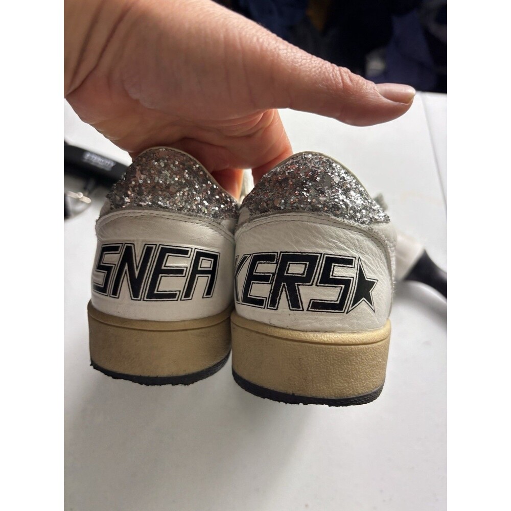 Golden Goose Ball Star Sneaker White Leather/Silver Glitter sz 39 - Picture 2 of 16